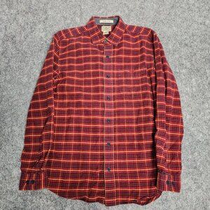 LL Bean Flannel Shirt Men M Slightly Fitted Multicolor Madras Plaid‎ Long Sleeve